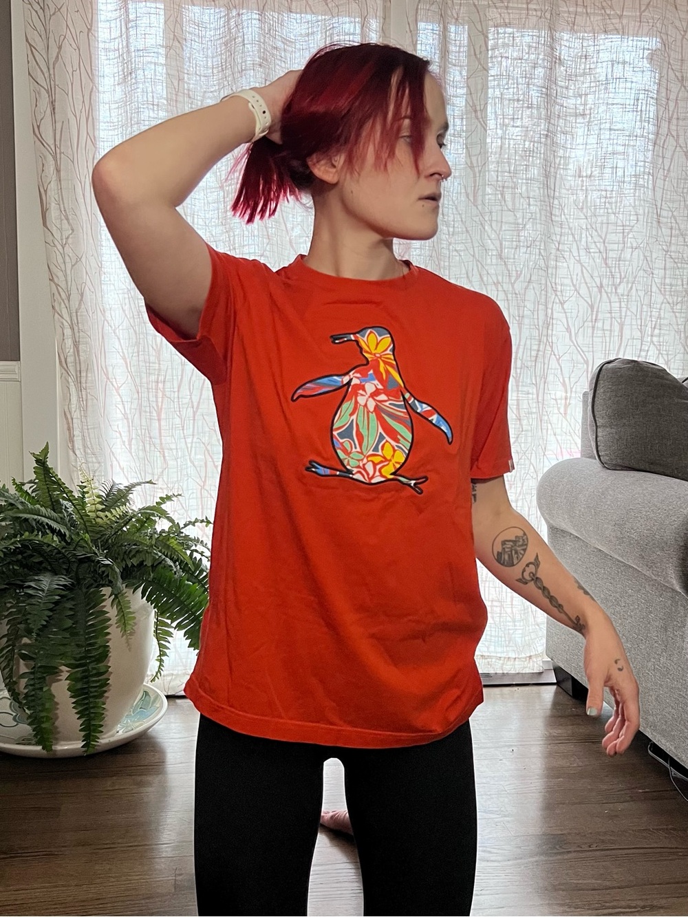 Original Penguin Spicy Orange Floral Tee - Men’s Large
